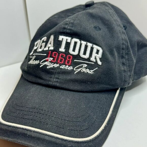 PGA Tour Golf Hat - Embroidered Black Denim Piece - From Personal GolfCollection - Picture 2 of 9